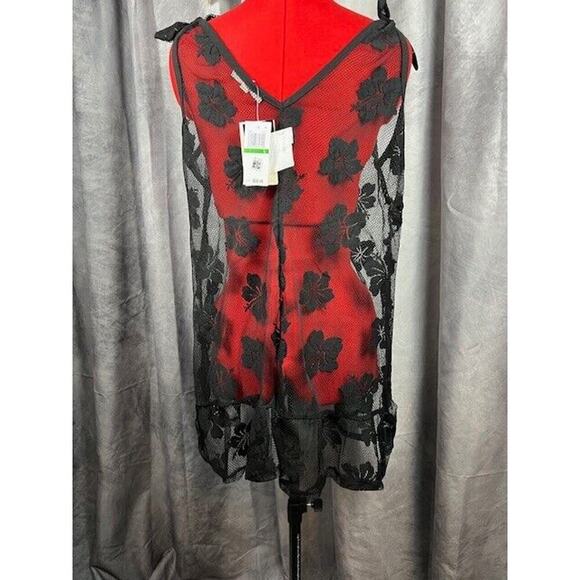 Miken Juniors' Tie-Shoulder Ruffle-Hem Cover-up Dress, Black, L - Picture 3 of 6